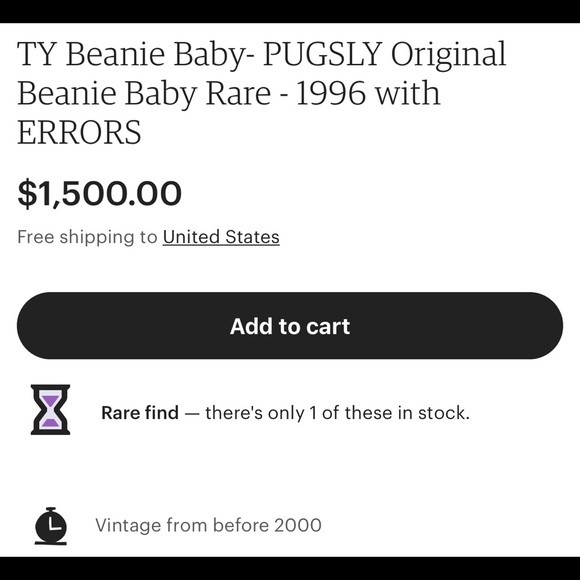 pugsly beanie baby errors